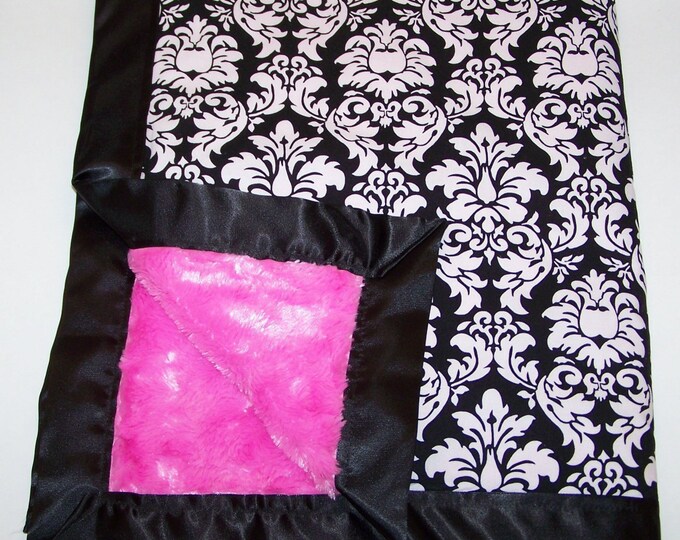 Black and White Damask Blanket Etsy