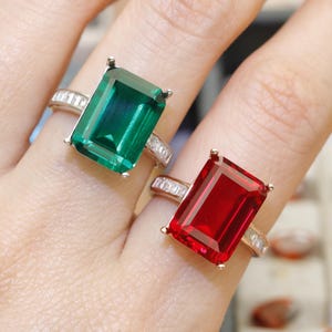 10x14 Emerald Cut Ring Setting, 925 Sterling Silver Rectangular Gemstone Mount, Transparent Craft Breakdown, Handmade