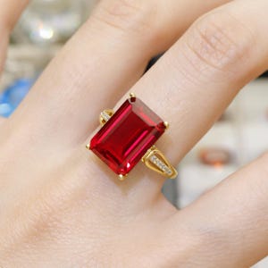 Lab Created Ruby Ring Setting 10x14mm Emerald Cut, 925 Sterling Silver, DIY Ring Mount, July Birthstone, How This Ring Is Made