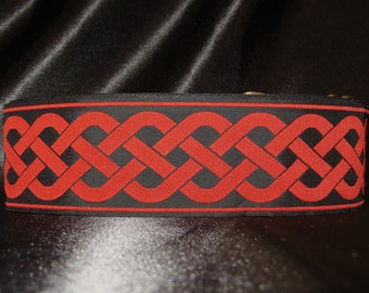 Celtic Knot Red 1, 1.5 or 2 Inch Greyhound Martingale Dog Collar  - Padded and Lined with Free Custom Sizing