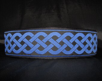 Celtic Knot Blue 1, 1.5 or 2 inch Martingale Dog Greyhound Collar - Padded and Lined with Free Custom Sizing