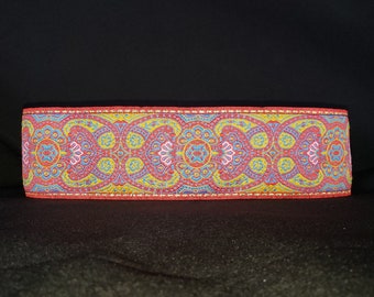 Renaissance Amaranth Pink 1.5 or 2 inch Greyhound Martingale Dog Collar - Padded and Lined with Free Custom Sizing