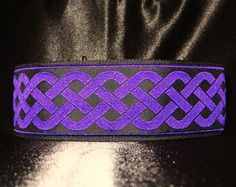 Celtic Knot Purple 1, 1.5 or 2 Inch Martingale Dog Greyhound Collar - Padded and Lined with Free Custom Sizing