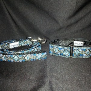 Regal Blue 1.5 or 2 inch Greyhound Martingale Dog Collar Padded and Lined with Free Custom Sizing image 3