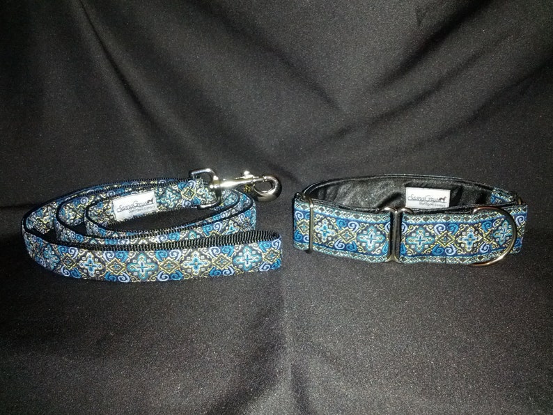 Regal Blue 1.5 or 2 inch Greyhound Martingale Dog Collar Padded and Lined with Free Custom Sizing image 3