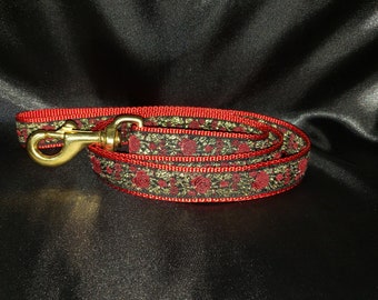 Red Roses Leash - Lead Made to Match Red Roses Martingale Dog Collar