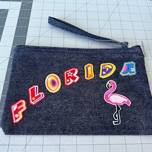 FLORIDA FLAMINGO pouch - travel passport holder - make up bag - toiletry bag