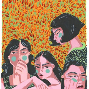 Tarjeta en blanco A5 de Cuatro Hermanas/Impresión artística/Impresión artística original/Tarjeta original/Tarjetas de felicitación