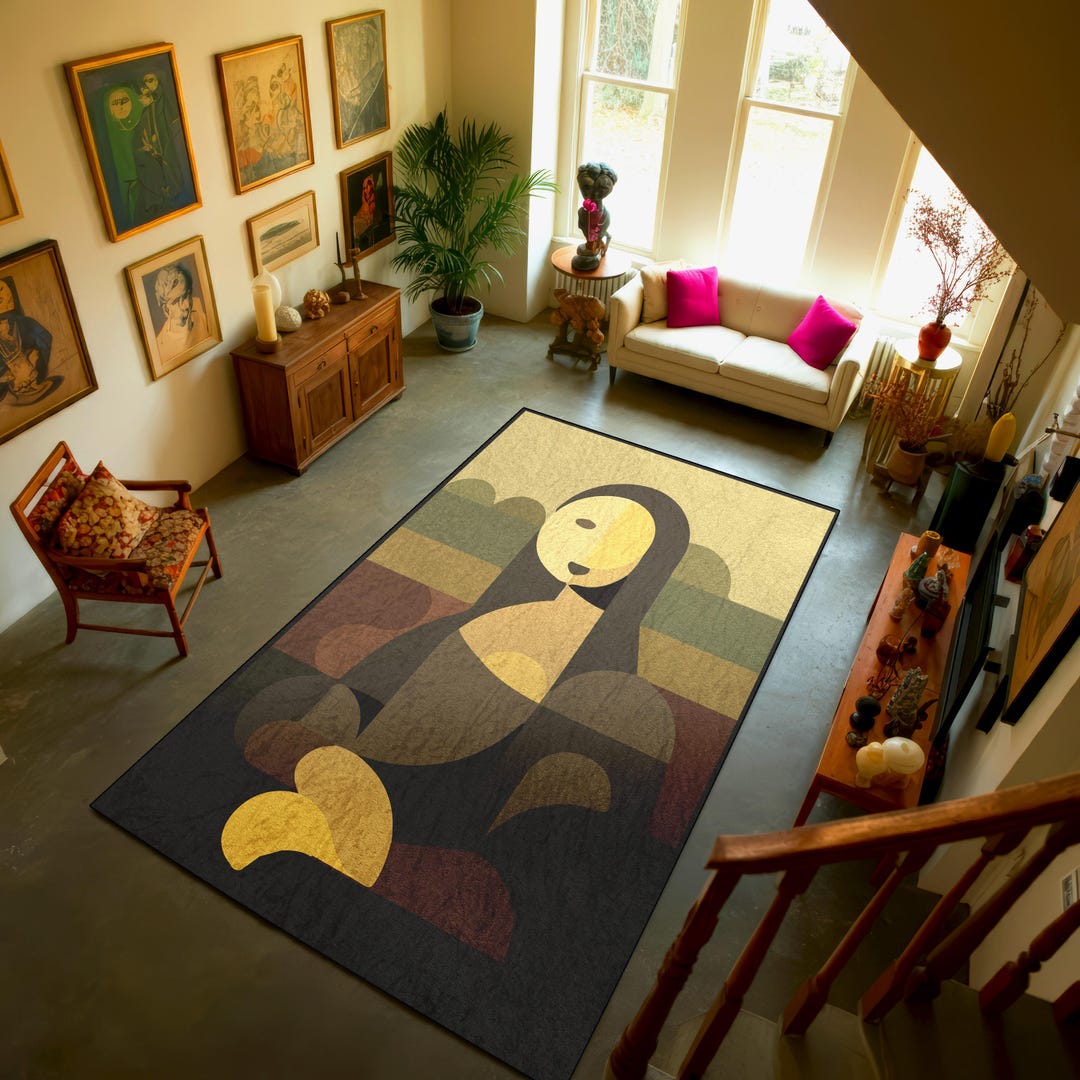 Modern Mona Lisa Rug, Art-inspired Area Carpet, Abstract Design for ...