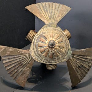 1920s Art Deco Sunburst Light Fixture, Brass Pendant Lamp (Restoration Project)
