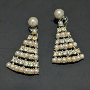 Vintage strass-kerstboomclip-oorbellen