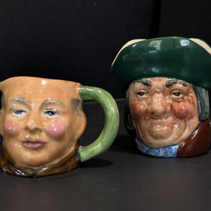 Vintage Toby Mug Pair – Royal Doulton Toby Philpots D6043 & Snelware Friar Tuck Miniature Character Mugs Made in England