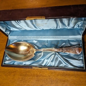 Gorham Swiss 1870 Sterling Silver Serving Spoon - Monogrammed - Storage Box Included - RARE Gorham Sterling Silver Berry Spoon