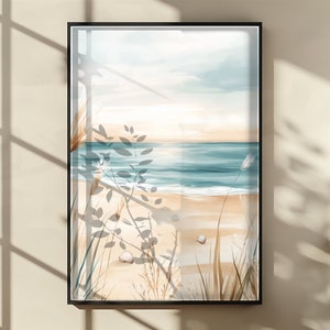 Beach Sunset Wall Art, Nature Landscape Print, Coastal Home Decor, Summer Ocean Scene, Rustic Wall Hanging, Beach Vibes Artwork