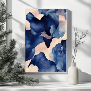 Abstract Blue and Beige Wall Art, Large Modern Canvas Print, Contemporary Home Decor, Minimalist Painting, Living Room Artwork