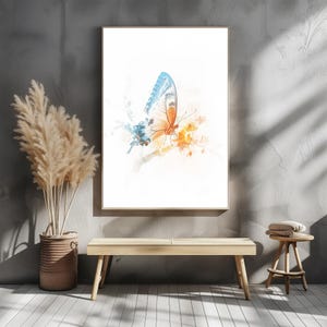Beautiful Butterfly Wall Art, Minimalist Nature Decor, Watercolor Butterfly Print, Botanical Illustration, Bedroom Living Room Art