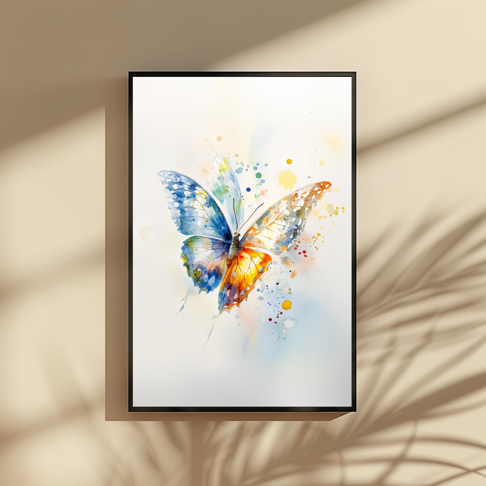 Watercolor Butterfly Wall Art Print, Vibrant Butterfly Decor, Colorful ...