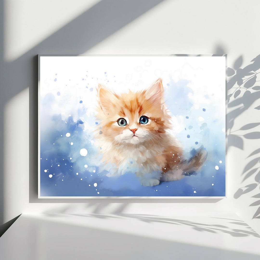 Cute Kitten Wall Art, Adorable Cat Print, Watercolor Kitty Poster ...
