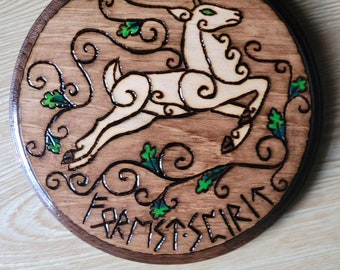 Forest Spirit Stag  Wood Plaque