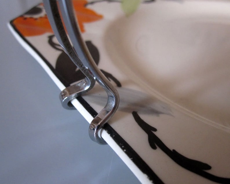 Vintage art deco cake plate c.1930s Myott hand painted pottery cakes stand