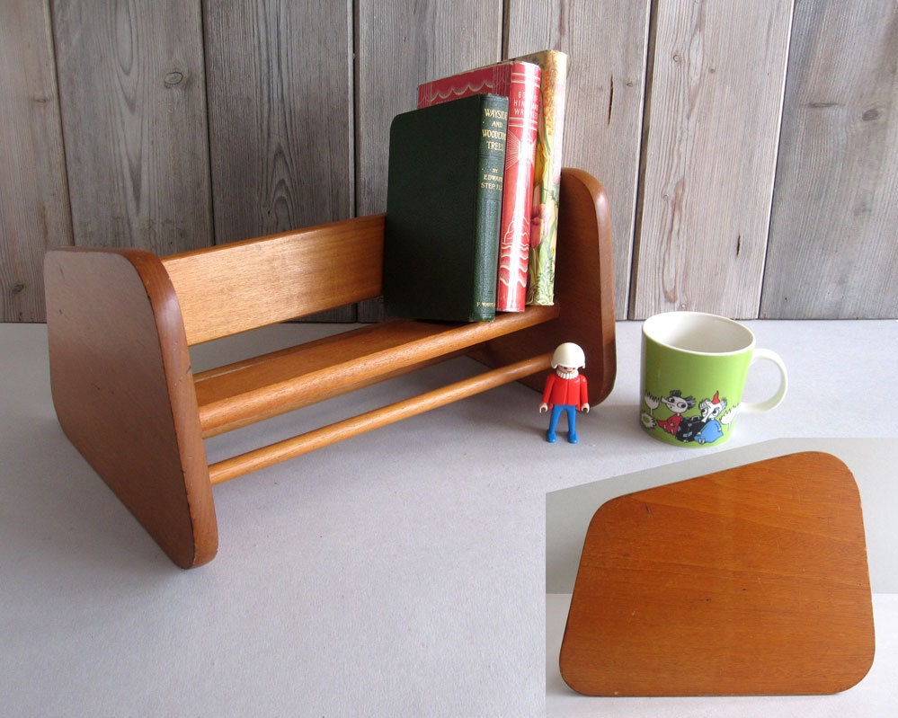 Vintage desktop book rack / Wooden desk top bookshelf Etsy