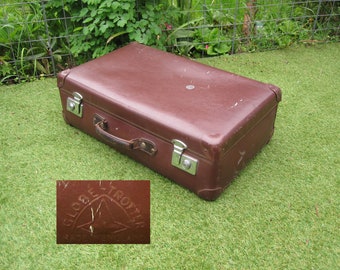 Vintage Globe-Trotter suitcase / Mid century brown medium case