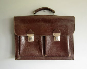 Vintage brown leather briefcase / Attache case