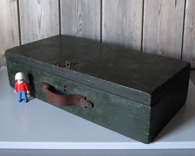 Vintage Wooden Work Box Case Military Supplies Workroom Storage Box