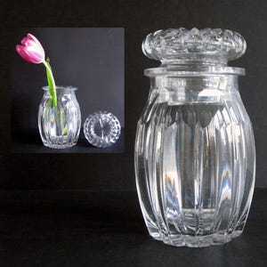 Vintage crystal cut glass storage jar