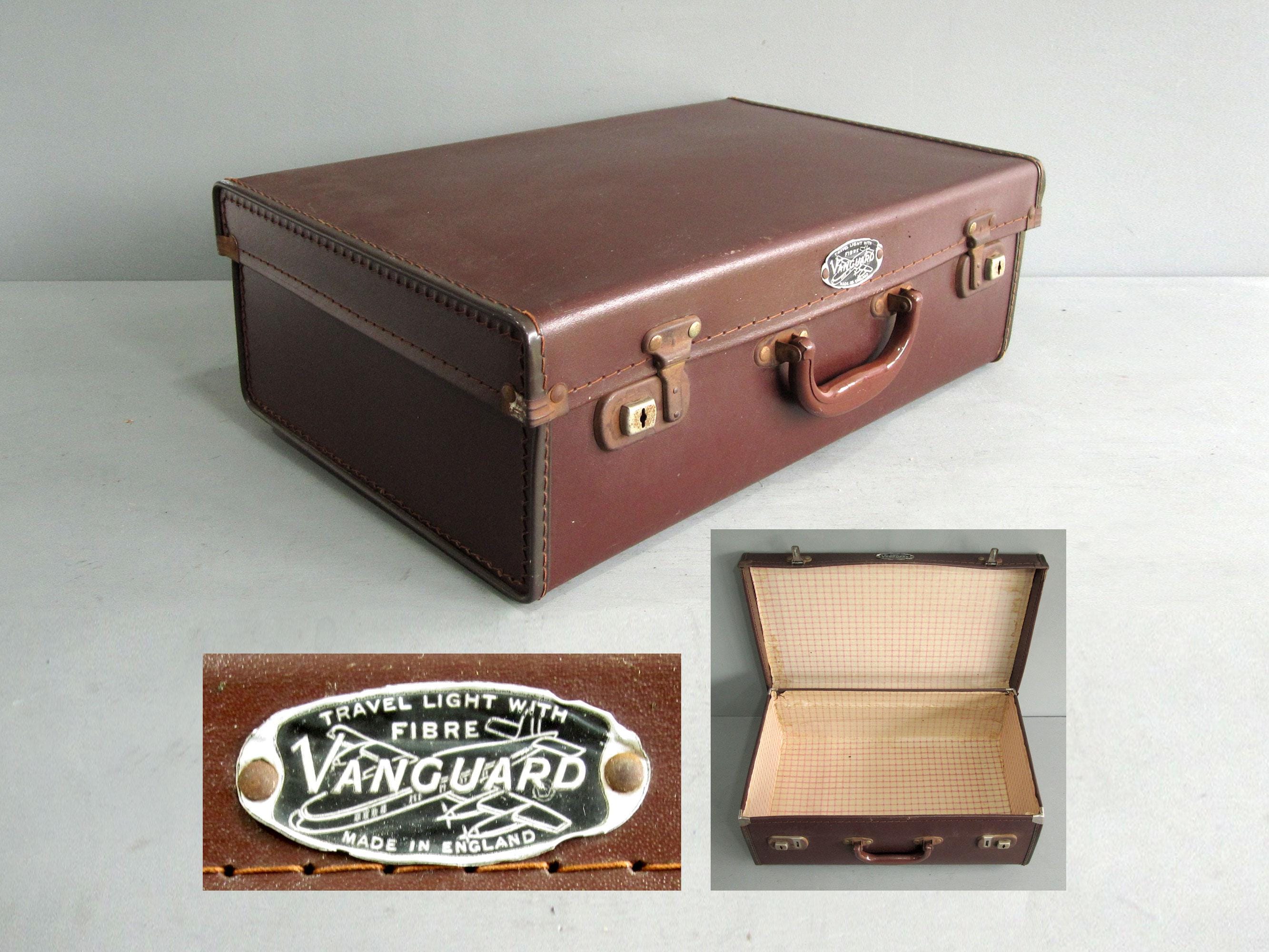 Vintage Vanguard Fibre Demob Suitcase Small Faux Leather Case