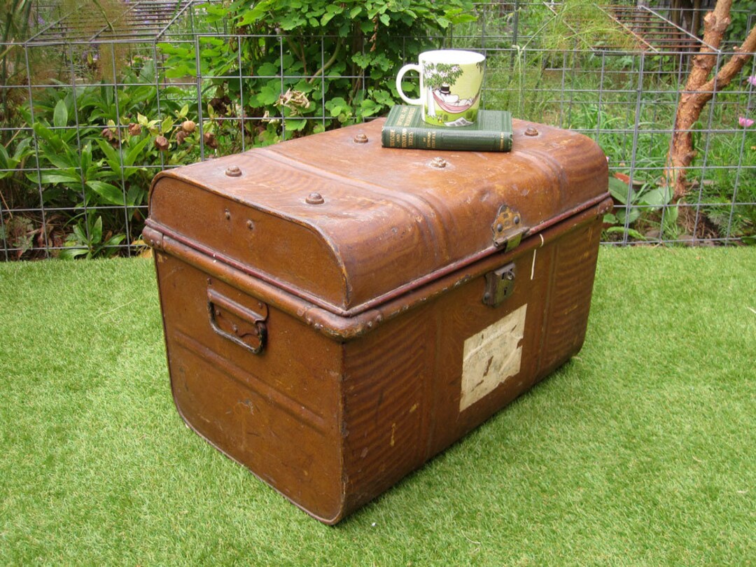 Vintage Metal Trunk / Chest Storage Box Etsy UK