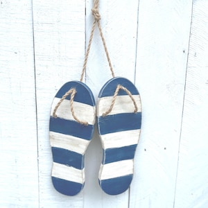 wood flip flops wood sandals beach decor coastal decor nautical decor beach  pool house decor nursery decor beach lake house decor navy