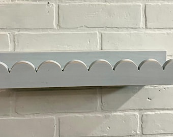 scalloped shelf nursery shelf blue shelf blue scalloped wood shelf wall shelf hanging shelf