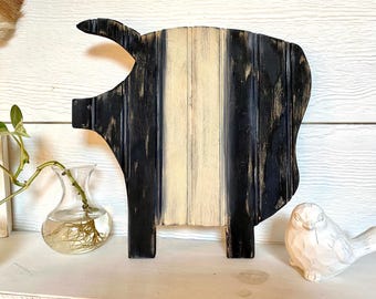 Primitive Pig FREE SHIPPING wooden pig wood pig bbq sign folk art decor by @sweetshelbys