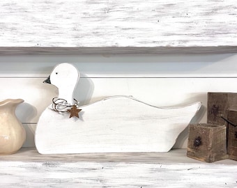 Hand Painted Wood Goose - Primitive Country Decor