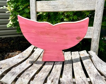 Distressed Pink Whale Tail, Nautical Beach Decor