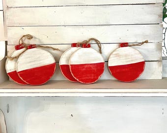 bobbers wooden SET of 6 FREE SHIPPING bobbers fish gifts  fishing bobbers birthday decor party decorations fishing party lake house nursery