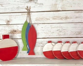 Bobbers O fishally 1 party fishing gift wooden fish fishing bobbers birthday decor party decorations fishing  lake house decor nursery decor