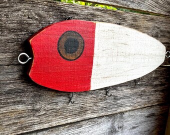 Handmade Wooden Fishing Lure Key Holder, Rustic Lake House Decor