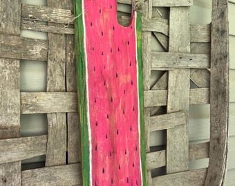 Rustic Hand-Painted Wood Watermelon Decor, Summer Porch Sign