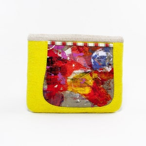 Hand Felted Wool Book Sleeve: Artsy Painted Pocket