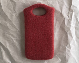 Red Felt Phone Case for rock climbers. Original and safe design with strong two loops. Designed and made in UK. Onstail