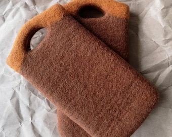 Cinnamon Orange/ Designer Hand-felted Phone Case