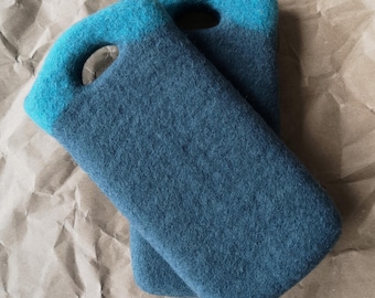 Hand Felted Phone Case: Air Force Blue, Unisex Wool Cover (Made in UK)