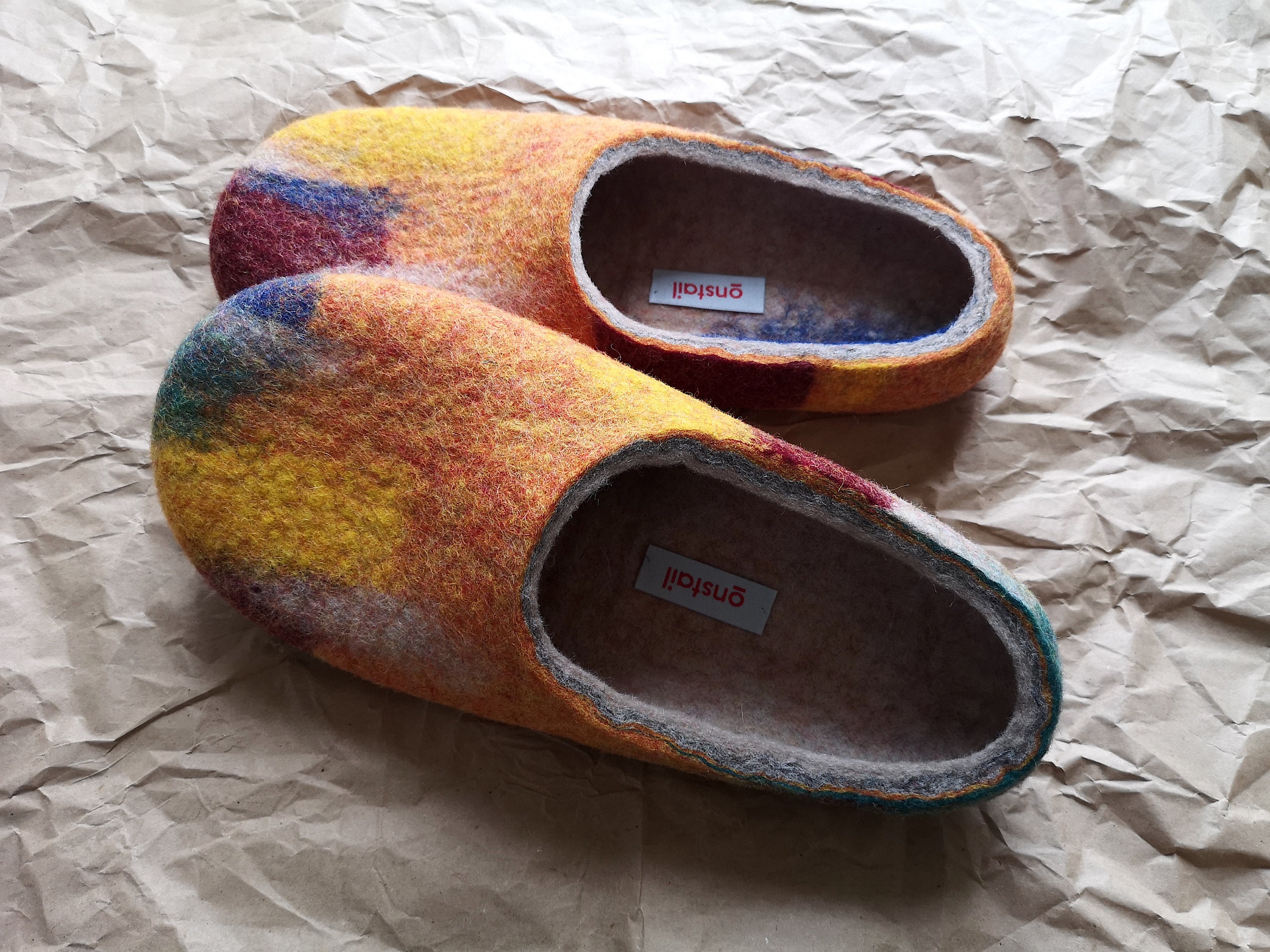 Blood Orange Fun Felted Slippers From Happy Feet Collection 