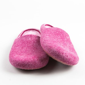 Like a sweet raspberry jam, Felt wool slippers made to order, Open heel summer slippers for women, Mothers day gift idea, Gift for wife, UK image 3