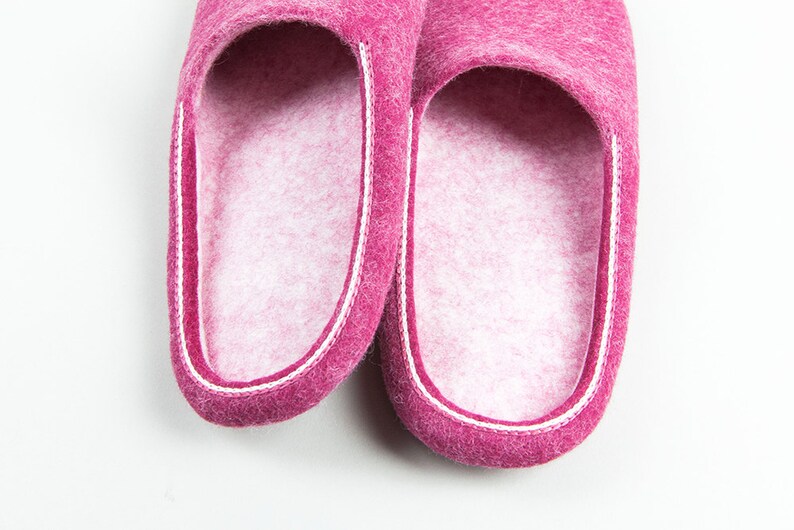 Like a sweet raspberry jam, Felt wool slippers made to order, Open heel summer slippers for women, Mothers day gift idea, Gift for wife, UK image 5