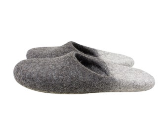 Eco Felt slippers in Unisex style. Open-heel felted wool slippers. Sustainable home fashion. Designed and Made in Great Britain by Onstail