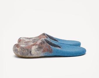 Sapatos sem cadarço de lã Blue Heel