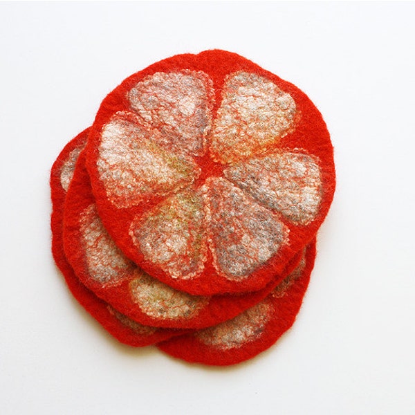 SALE Bitter Felted grapefruit coasters / Ready for dispatch now